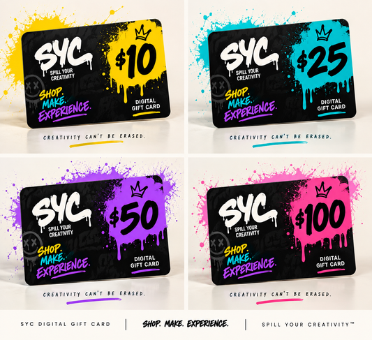 SYC Digital Gift Card values $10 $25 $50 and $100